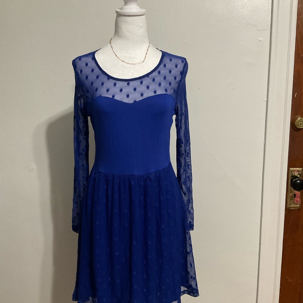 Kensie Royal Blue Long Sleeve Dress